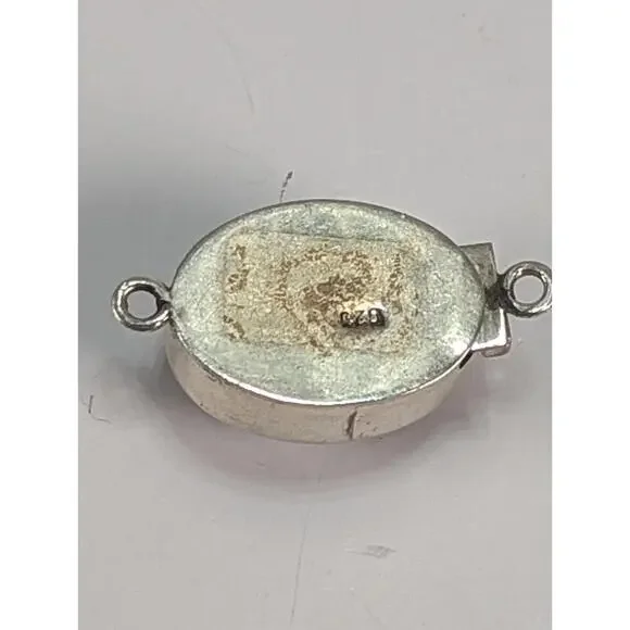 925 Sterling Silver Dichroic Glass Pendant Blue Orange Green Multicolor 1-1/2" - Picture 5 of 7